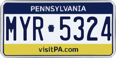 PA license plate MYR5324
