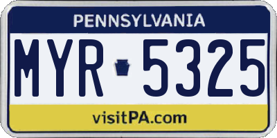 PA license plate MYR5325