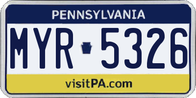PA license plate MYR5326
