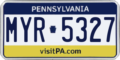 PA license plate MYR5327