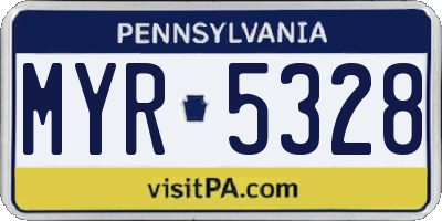 PA license plate MYR5328