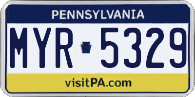 PA license plate MYR5329