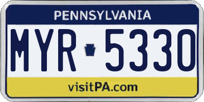 PA license plate MYR5330