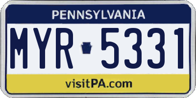 PA license plate MYR5331