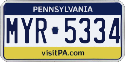 PA license plate MYR5334