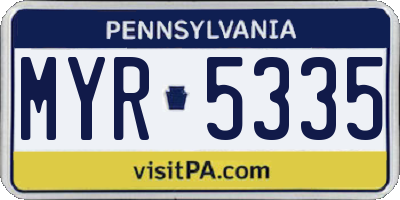 PA license plate MYR5335