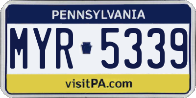 PA license plate MYR5339