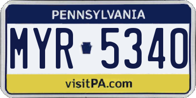 PA license plate MYR5340