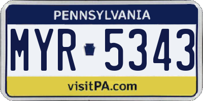 PA license plate MYR5343