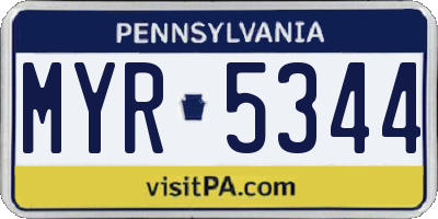 PA license plate MYR5344