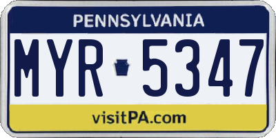 PA license plate MYR5347