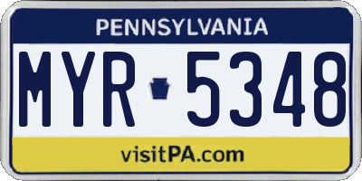 PA license plate MYR5348