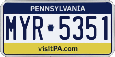 PA license plate MYR5351