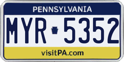 PA license plate MYR5352