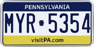 PA license plate MYR5354
