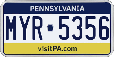 PA license plate MYR5356