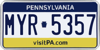 PA license plate MYR5357