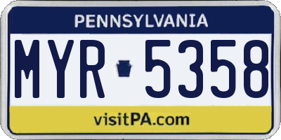 PA license plate MYR5358