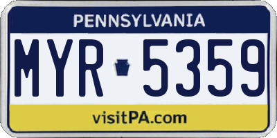PA license plate MYR5359