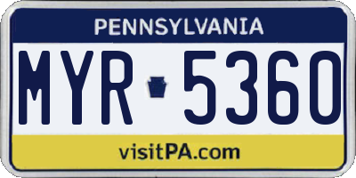 PA license plate MYR5360
