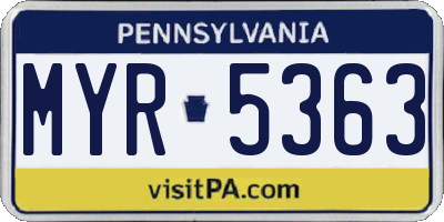PA license plate MYR5363
