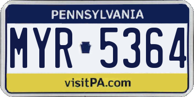 PA license plate MYR5364