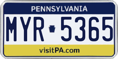 PA license plate MYR5365