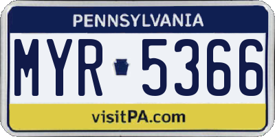 PA license plate MYR5366