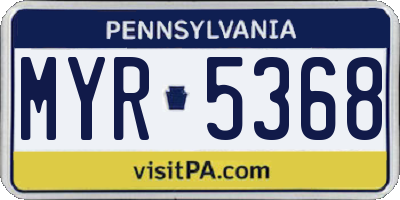 PA license plate MYR5368