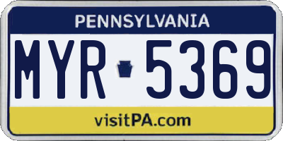 PA license plate MYR5369