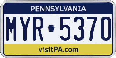 PA license plate MYR5370
