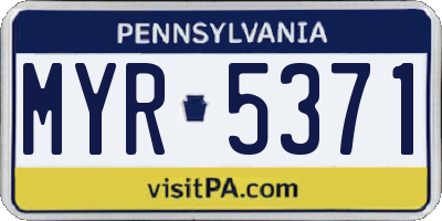 PA license plate MYR5371
