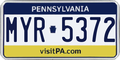 PA license plate MYR5372