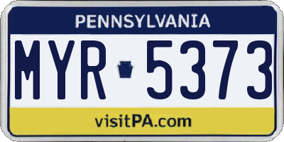 PA license plate MYR5373