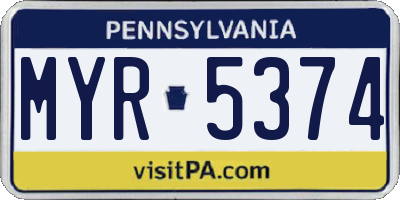 PA license plate MYR5374