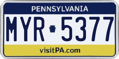 PA license plate MYR5377
