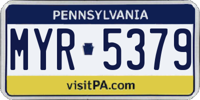PA license plate MYR5379