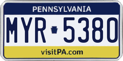 PA license plate MYR5380