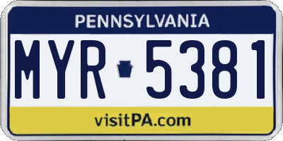 PA license plate MYR5381