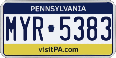 PA license plate MYR5383