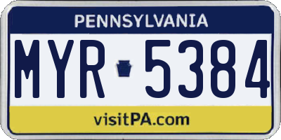 PA license plate MYR5384