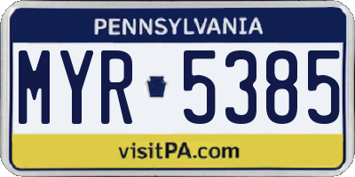 PA license plate MYR5385