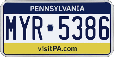 PA license plate MYR5386