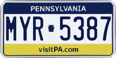 PA license plate MYR5387