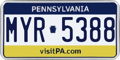 PA license plate MYR5388
