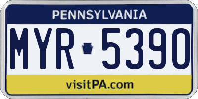 PA license plate MYR5390