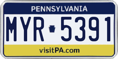 PA license plate MYR5391