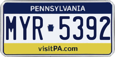PA license plate MYR5392