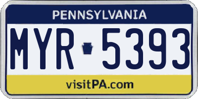 PA license plate MYR5393