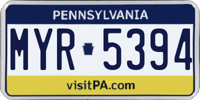 PA license plate MYR5394